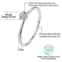 Load image into Gallery viewer, 18K White Gold Plated Ring for Women 0.2ct Test Past D Moissanite Diamond Solitaire Ring
