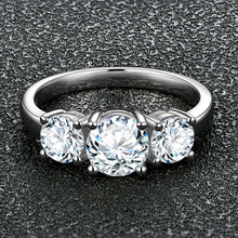 Load image into Gallery viewer, 2.0ct D Color Round 18K White Gold Plated 925 Silver Moissanite Ring
