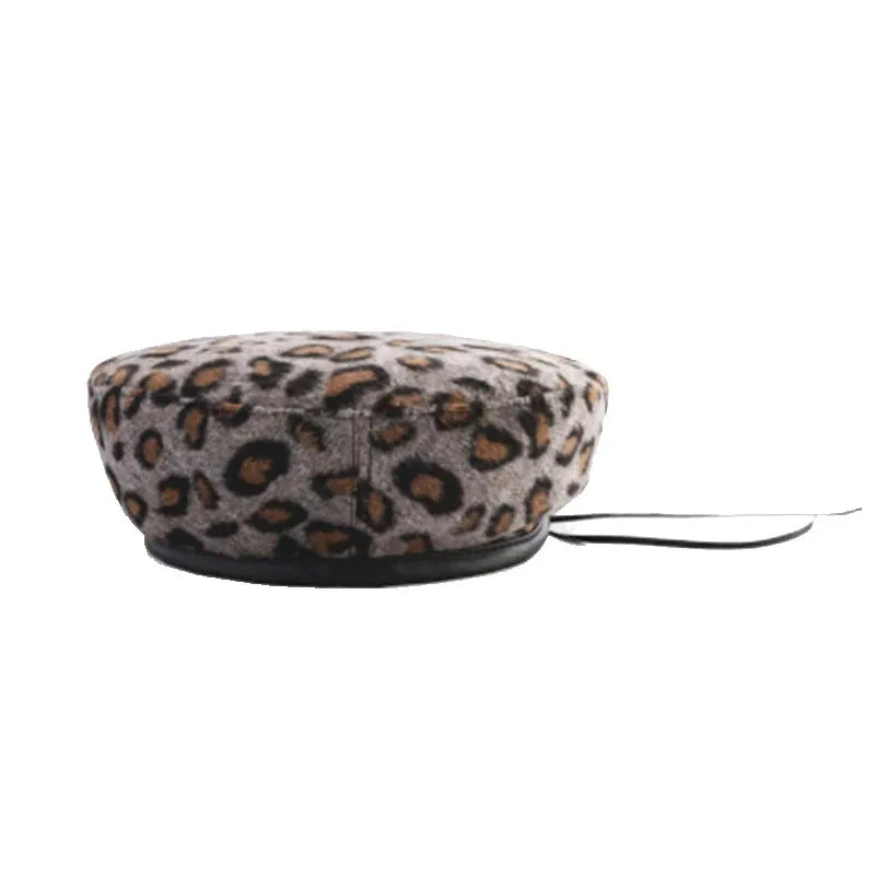 Women's Hat Cute Beret Vintage Hats For Women Leopard Felt Hat Beanie Woolen Winter Hat - Shop & Buy