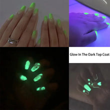 Load image into Gallery viewer, NEW Top Coat Glow In The Dark 15ML UV Gel Nail Polish Luminous Topcoat No Sticky Glossy Diamond Shine Hybrid Varnish
