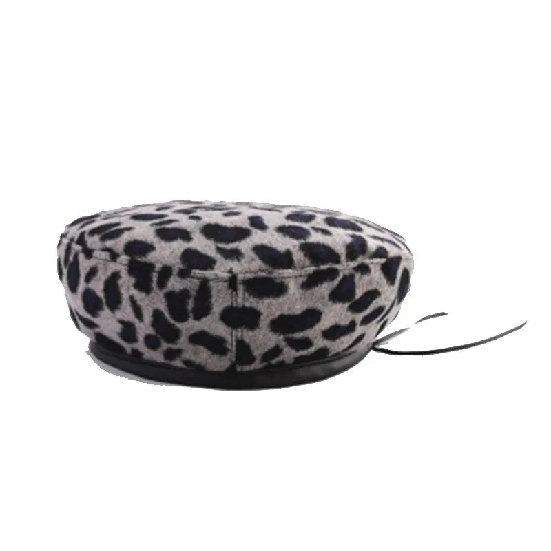 Women's Hat Cute Beret Vintage Hats For Women Leopard Felt Hat Beanie Woolen Winter Hat - Shop & Buy