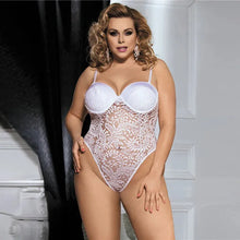 Load image into Gallery viewer, Floral Lace Bodysuit Big Size Underwire Bra Pad Summer Rompers Sleeveless Strap Push Up
