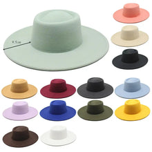 Load image into Gallery viewer, Classic British Style 9.5CM Big Wide Brim Fedora Hat For Women Fashion Autumn Winter Felt Church Hats
