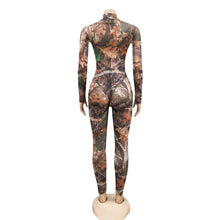 Load image into Gallery viewer, Prowow Fashion Print Sexy Women Two Piece Matching Set Long Sleeve Bodysuits + Pant Spring Fall Tracksuits Mesh Bodycon Outfits