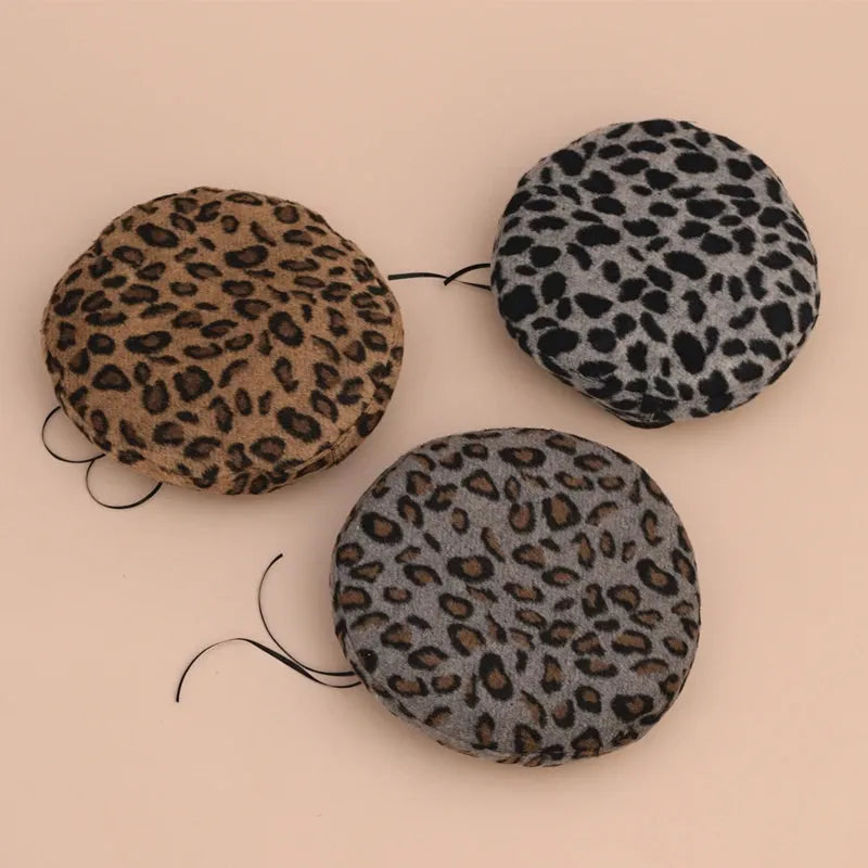 Women's Hat Cute Beret Vintage Hats For Women Leopard Felt Hat Beanie Woolen Winter Hat - Shop & Buy