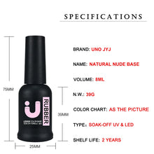 Load image into Gallery viewer, Nude Rubber Base Gel Nail Polish 8ml Semi-permanent Natural uv Varnish Manicure Nail Base Coat
