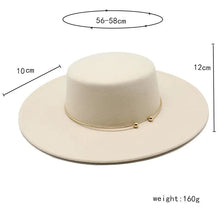 Load image into Gallery viewer, French Style 10CM Wide Brim Derby Top Hat Socialite Wind Hepburn Wind Wool Felt Fedoras Hat
