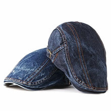 Load image into Gallery viewer, Four seasons Denim Solid Newsboy Caps Washed  Flat Peaked Cap Women Painter Beret Hats
