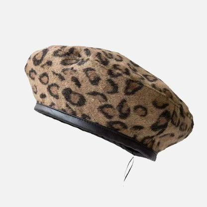 Women's Hat Cute Beret Vintage Hats For Women Leopard Felt Hat Beanie Woolen Winter Hat - Shop & Buy