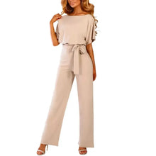 Load image into Gallery viewer, Jumpsuit Lace Up High Waist Elegant Women Solid Color Straight Leg Romper Fashion
