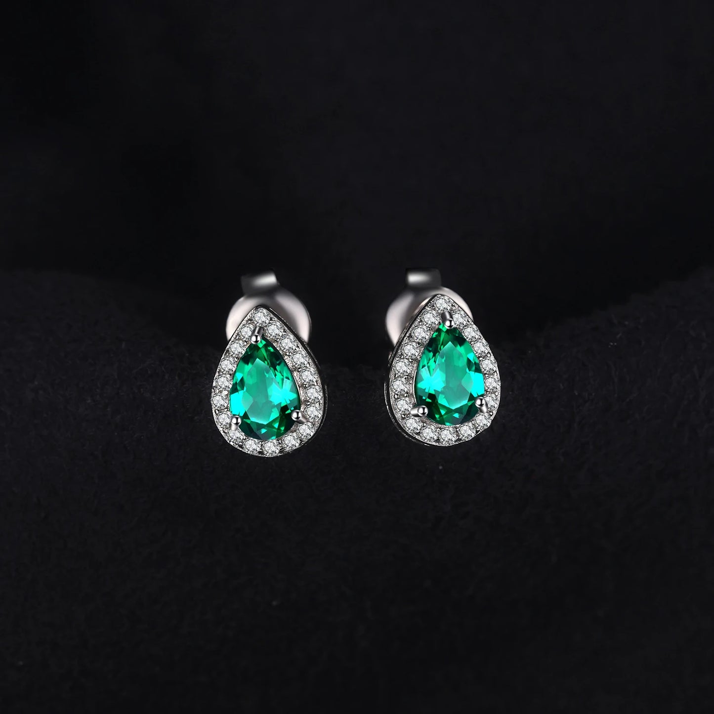 Pear Green Simulated Nano Emerald 925 Sterling Silver Stud Earrings for Women Gemstones Statement Earrings Jewelry