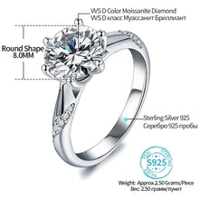 Load image into Gallery viewer, 925 Sterling Silver Ring 1ct 2ct 3ct Classic Style Moissanite Diamond Ring Wedding Party Anniversary Ring
