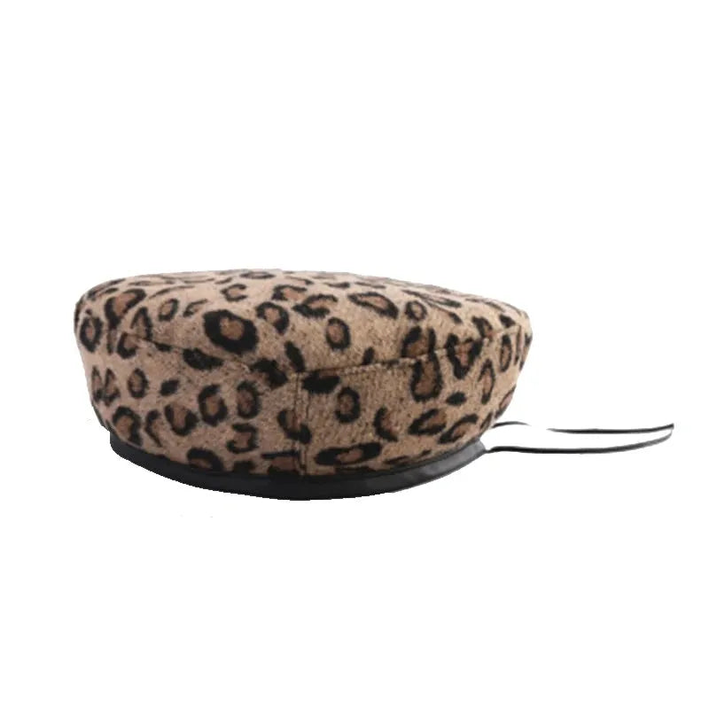 Women's Hat Cute Beret Vintage Hats For Women Leopard Felt Hat Beanie Woolen Winter Hat - Shop & Buy