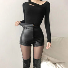 Load image into Gallery viewer, Sexy Black PU Fashion Casual Summer Shorts Women Clothing Faux Leather Goth High Waisted Womens Shorts
