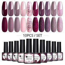 Load image into Gallery viewer, Gel Nail Polish Set 8/10Pcs Soak Off UV Gel Varnishes All For Manicures Need Cured Base Top Coat Acrylic UV Nail Kit
