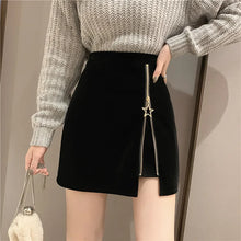 Load image into Gallery viewer, Black Mini Skirt Women Velvet Short Pencil Skirt Korean Ladies Sexy Office Wear High Waist Skirts
