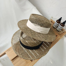 Load image into Gallery viewer, New Handmade Straw Beach Hat For Women Summer hat Panama Cap Fashion Concave Flat Sun Protection Visor Hats
