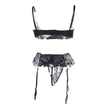 Load image into Gallery viewer, Plus Size Half Cup Sexy Bra Push Up Set Garter Belt Women Lingerie Suit
