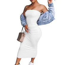 Load image into Gallery viewer, Sexy Off Shoulder Tube Dress Summer Women Black White Basic Bodycon Sundress
