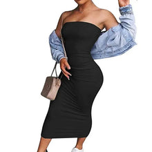 Load image into Gallery viewer, Sexy Off Shoulder Tube Dress Summer Women Black White Basic Bodycon Sundress
