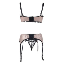 Load image into Gallery viewer, Plus Size Half Cup Sexy Bra Push Up Set Garter Belt Women Lingerie Suit
