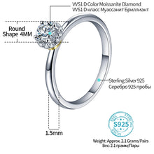 Load image into Gallery viewer, 0.34CT Moissanite Rings for Women 925 Sterling Silver 18K Gold Plated lab Diamond ring
