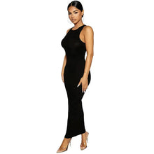 Load image into Gallery viewer, Ribbed Knitted Autumn Black Maxi Dress Women Sexy Party Bodycon Long Dress Round Neck Tight Dresses
