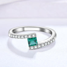 Load image into Gallery viewer, 925 Sterling Silver Created Gemstone 1.0 Carat Emerald Gemstone Birthstone Wedding Engagement Ring
