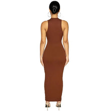 Load image into Gallery viewer, Ribbed Knitted Autumn Black Maxi Dress Women Sexy Party Bodycon Long Dress Round Neck Tight Dresses
