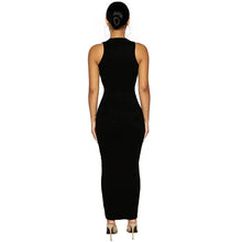 Load image into Gallery viewer, Ribbed Knitted Autumn Black Maxi Dress Women Sexy Party Bodycon Long Dress Round Neck Tight Dresses
