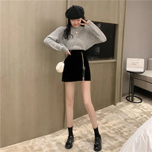 Load image into Gallery viewer, Black Mini Skirt Women Velvet Short Pencil Skirt Korean Ladies Sexy Office Wear High Waist Skirts
