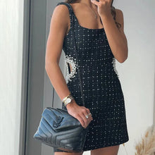 Load image into Gallery viewer, Tweed Dress Women Sexy Bodycon Slip Dress For Women Vintage Black Casual Women Clothing
