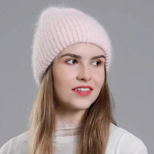 Load image into Gallery viewer, Winter Hat Fashion Real Rabbit Fur Hats For Women Warm Skullies Beanies With Sequins High Flanging Knitted Caps
