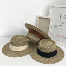 Load image into Gallery viewer, New Handmade Straw Beach Hat For Women Summer hat Panama Cap Fashion Concave Flat Sun Protection Visor Hats
