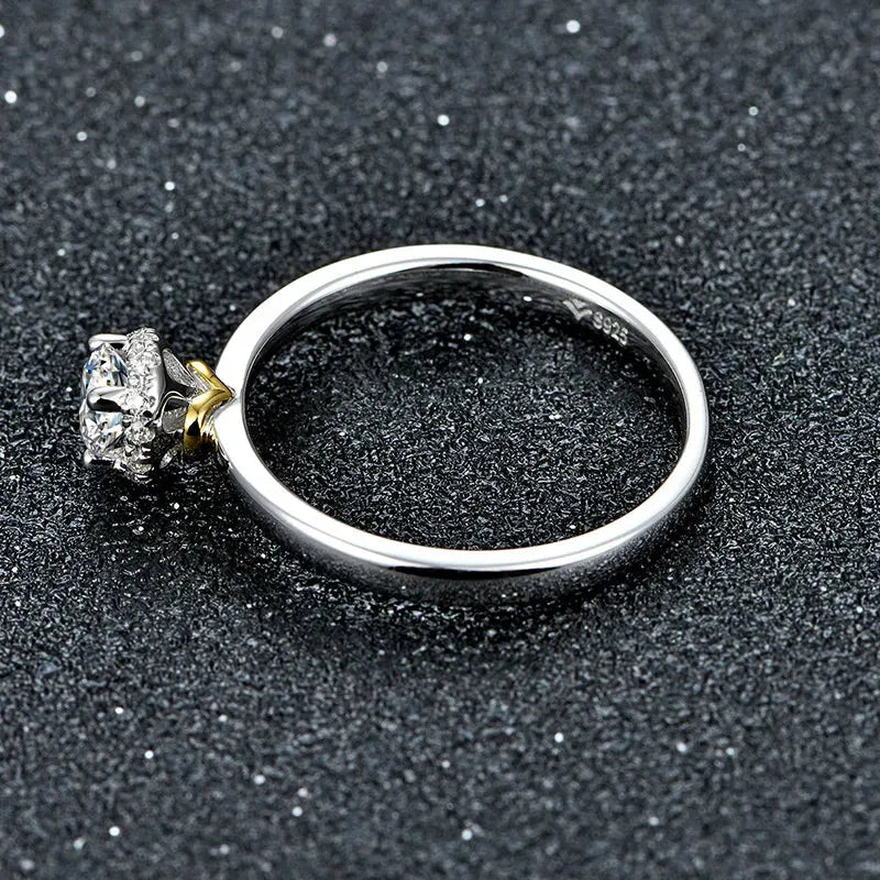 0.34CT Moissanite Rings for Women 925 Sterling Silver 18K Gold Plated lab Diamond ring