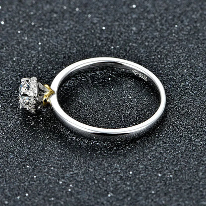 0.34CT Moissanite Rings for Women 925 Sterling Silver 18K Gold Plated lab Diamond ring