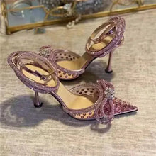 Load image into Gallery viewer, Brand Luxury Crystal Sequined Bowknot Women Pumps Sexy Ankle Strap High heels Female Sandals
