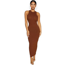 Load image into Gallery viewer, Ribbed Knitted Autumn Black Maxi Dress Women Sexy Party Bodycon Long Dress Round Neck Tight Dresses
