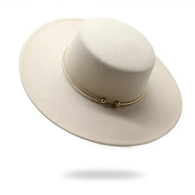 Load image into Gallery viewer, French Style 10CM Wide Brim Derby Top Hat Socialite Wind Hepburn Wind Wool Felt Fedoras Hat
