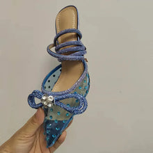 Load image into Gallery viewer, Brand Luxury Crystal Sequined Bowknot Women Pumps Sexy Ankle Strap High heels Female Sandals
