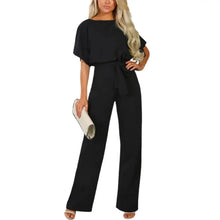 Load image into Gallery viewer, Jumpsuit Lace Up High Waist Elegant Women Solid Color Straight Leg Romper Fashion
