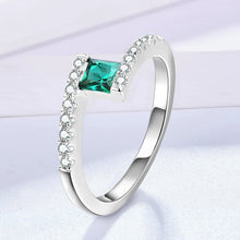 Load image into Gallery viewer, 925 Sterling Silver Created Gemstone 1.0 Carat Emerald Gemstone Birthstone Wedding Engagement Ring
