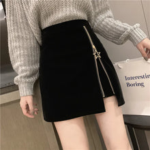 Load image into Gallery viewer, Black Mini Skirt Women Velvet Short Pencil Skirt Korean Ladies Sexy Office Wear High Waist Skirts
