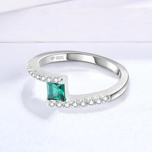 Load image into Gallery viewer, 925 Sterling Silver Created Gemstone 1.0 Carat Emerald Gemstone Birthstone Wedding Engagement Ring
