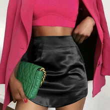 Load image into Gallery viewer, Slim Chic Elegant Women Mini Skirts Green Satin High Street Solid Side Zipper Sexy Bodycon Skirt
