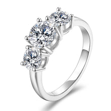 Load image into Gallery viewer, 2.0ct D Color Round 18K White Gold Plated 925 Silver Moissanite Ring
