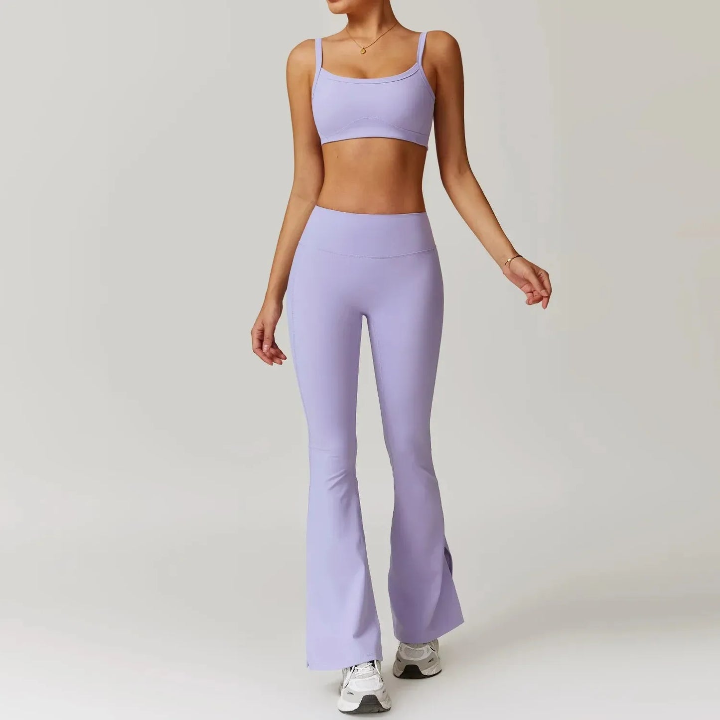 Women's Long Sleeve Yoga Set V Neck Shirt Top Sport High Waist Flare Leggings Suit Tracksuit Slim Fit Two Piece Fitness Outfits - Shop & Buy