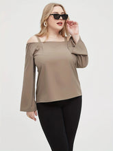 Load image into Gallery viewer, Solid Color Plus Size Blouse Casual Off Shoulder Women‘s Clothing For Spring And Fall T-Shirt Long Sleeves
