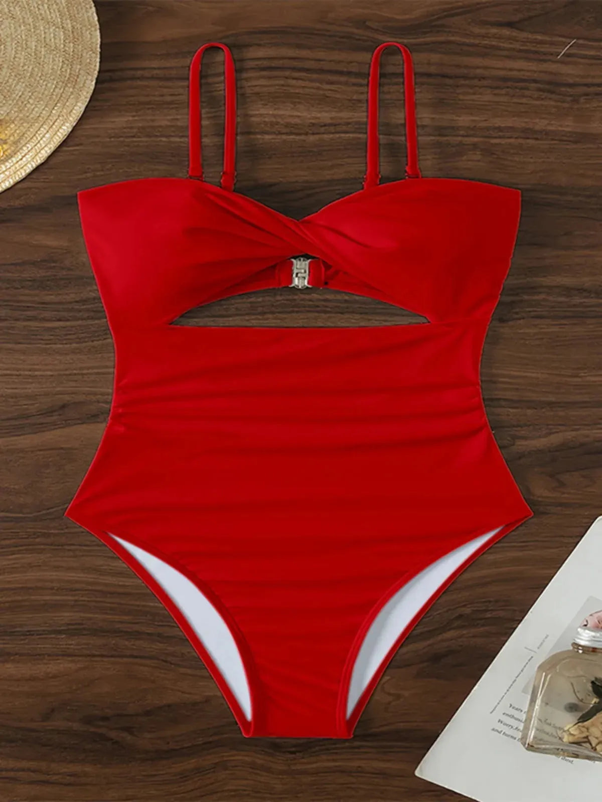 Women's Solid Color One Piece Swimsuit Sexy High Wasit Hollow Out Monokini Bikini Suspender Backless Beach Vacation Swimwear - Shop & Buy