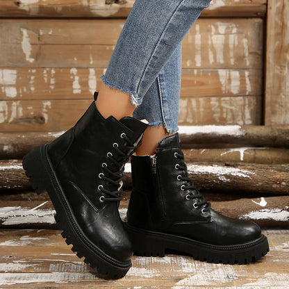 Women's Winter Warm Thick Plush Ankle Boots Plus Size Fashion Platform Combat Boots - Shop & Buy